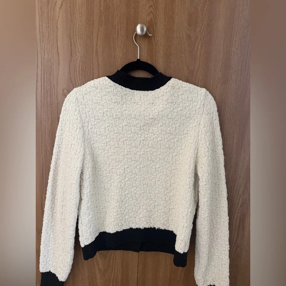 H&M Cream and Black Textured Knit Button-Up Cardigan - Picture 3 of 5